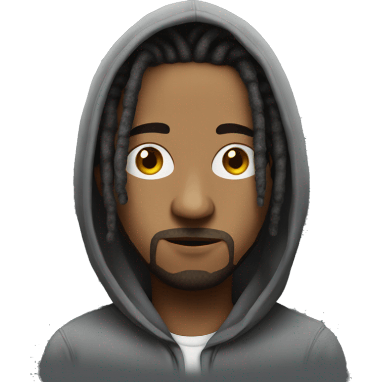 Guy with dreads being mysterious in a hoodie with hood on but still hair being visible  emoji