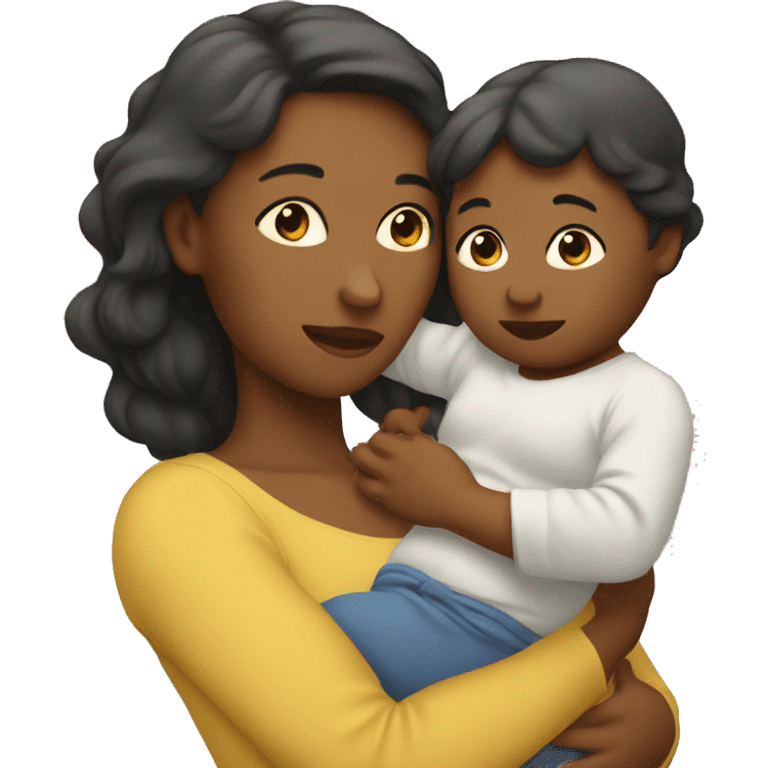 Mom holds the baby in her arms facing each other emoji