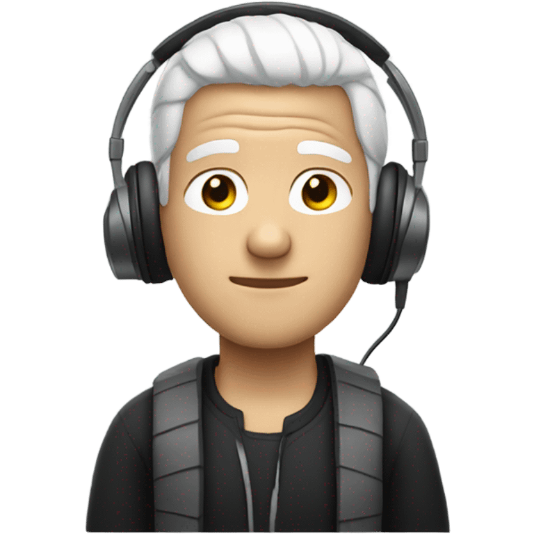 Man with white hair and beats emoji