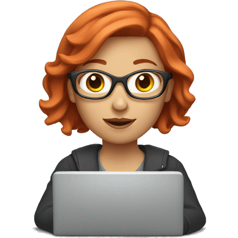 Red haired woman with computer emoji