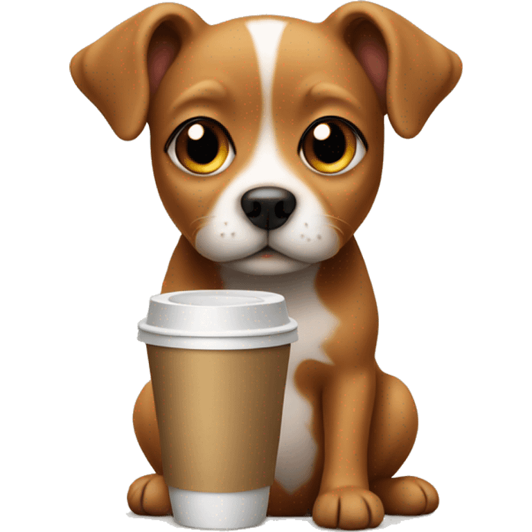 Small dog with coffee emoji