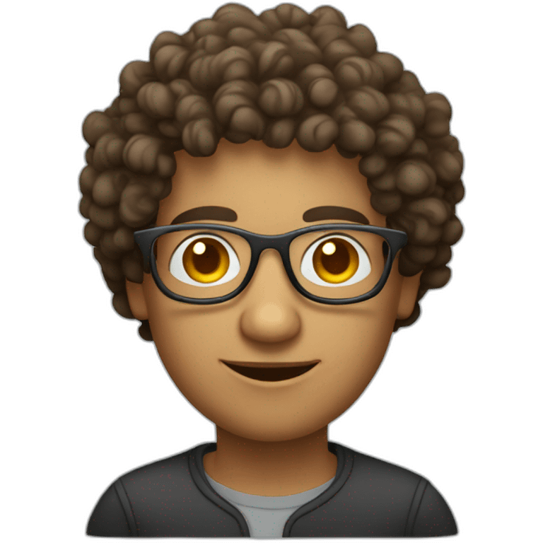 latin person with circular glasses curly hair software developer emoji