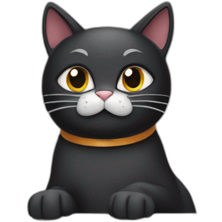 black cat in front of computer emoji