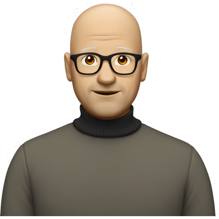 White bald man big turtleneck emoji