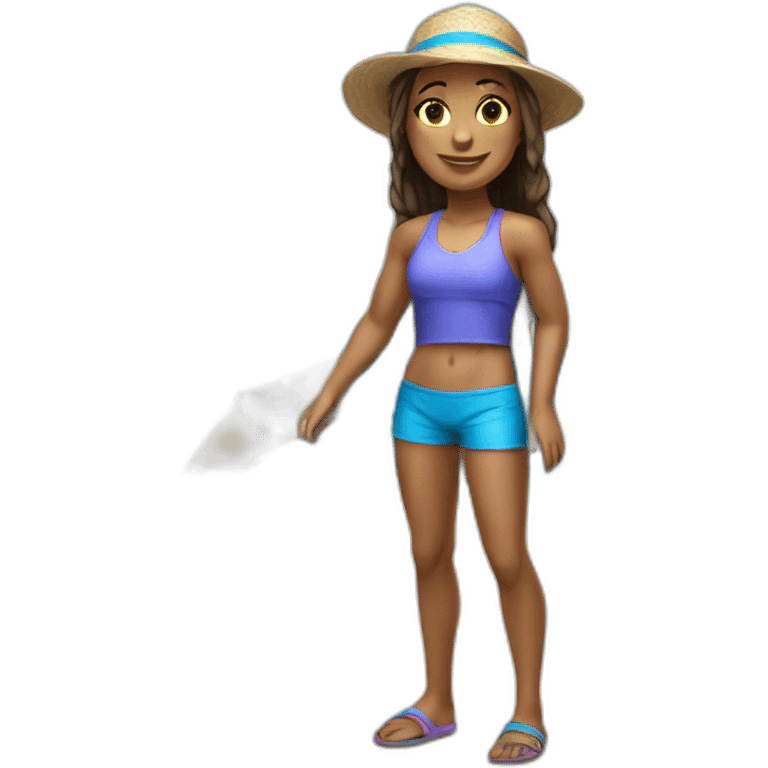 realistic beachvolley girl full body posing with separated legs emoji