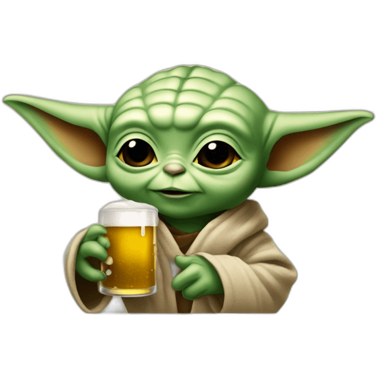 Bébé Yoda qui boit une bière emoji