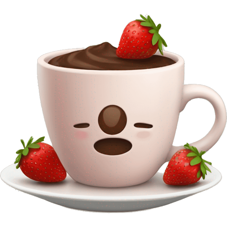 A cup with strawberries and Chocolate  emoji