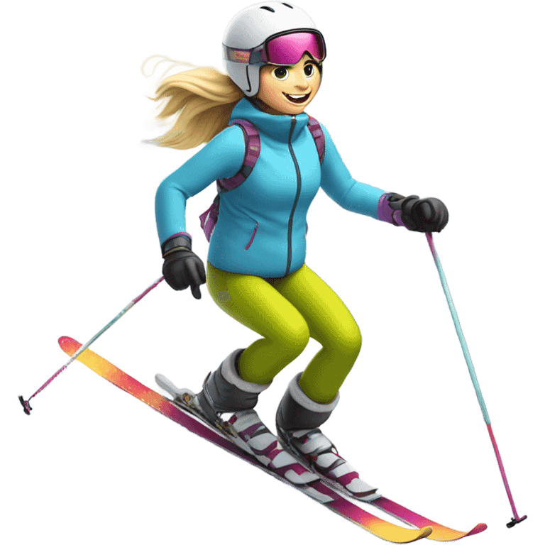 white girl skiing in the mountains  emoji