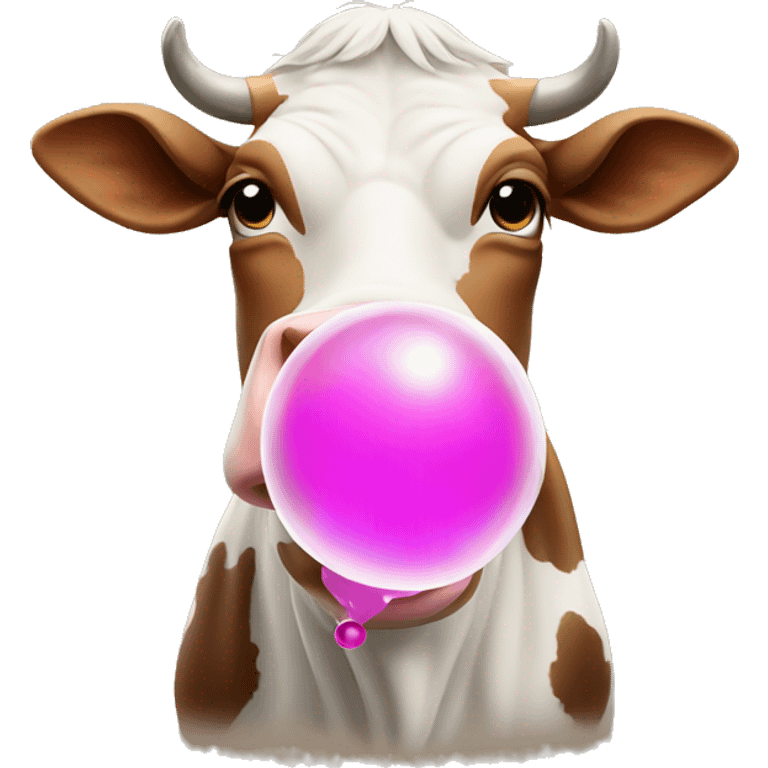 Cow blowing a bubble emoji