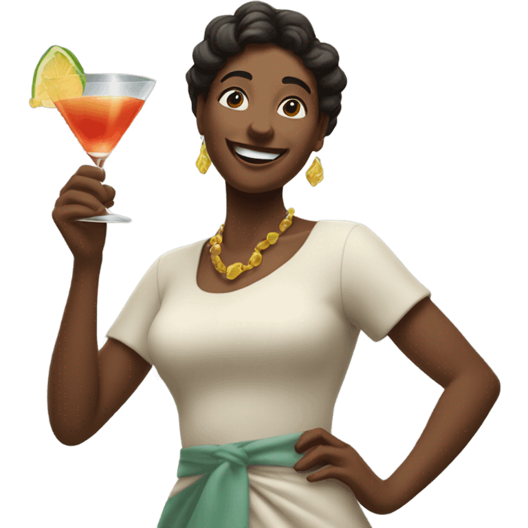 Woman dancing with drink emoji