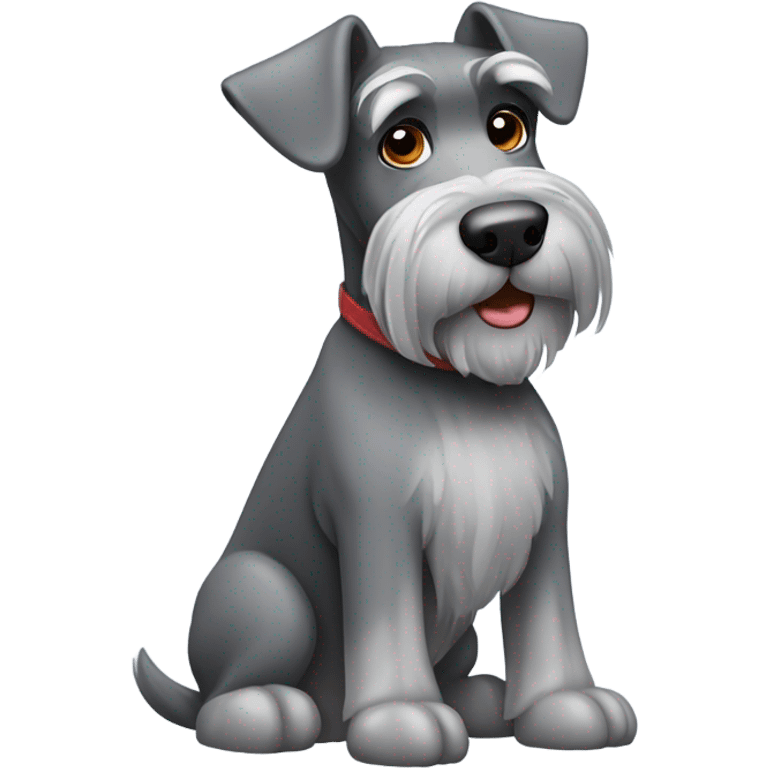 a grey schnauzer dog with tilting his head emoji