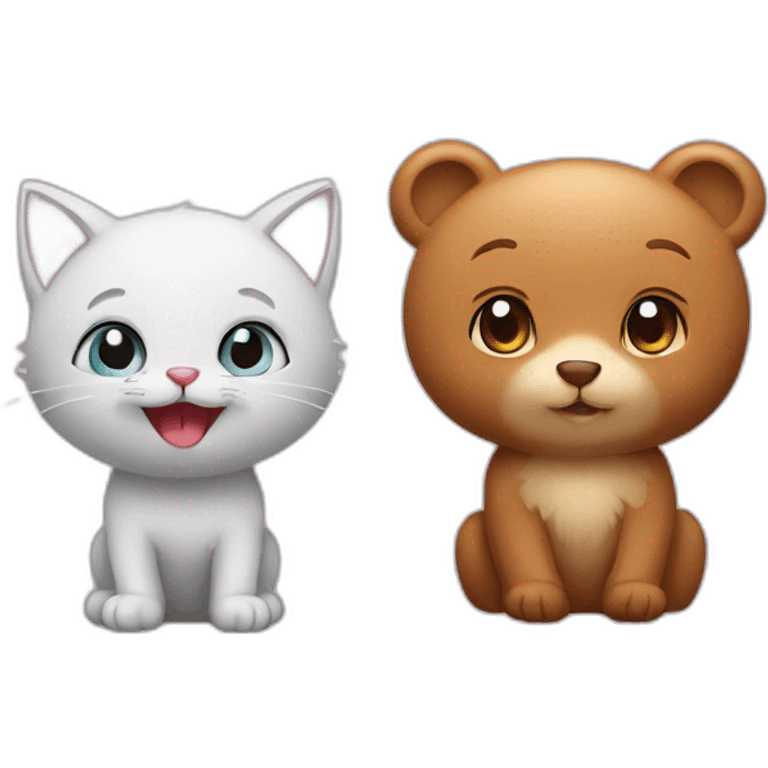 kitten and a little bear emoji