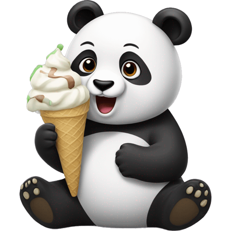 Panda eating ice cream emoji