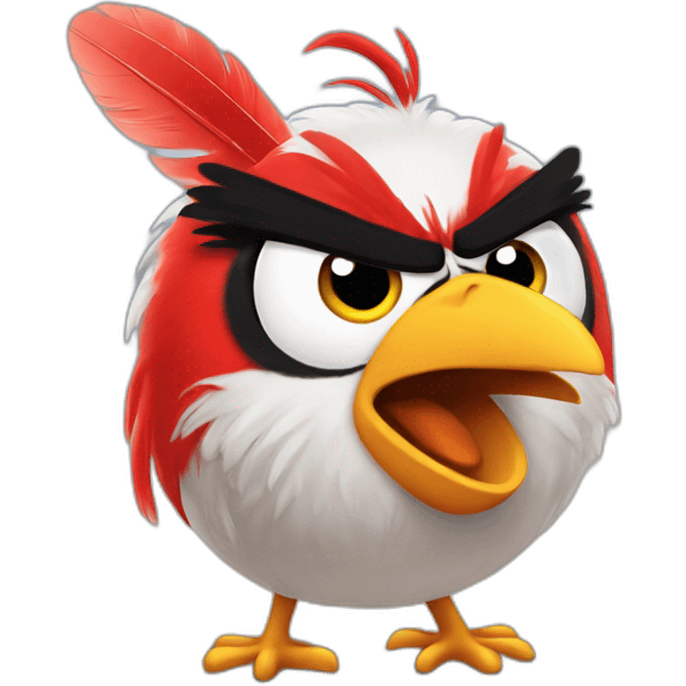 Angry bird with red feather emoji