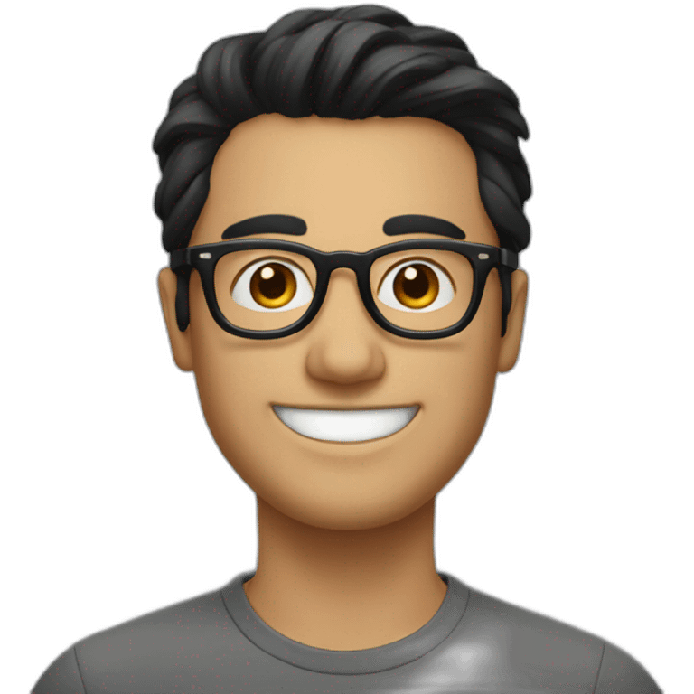 A guy with medium black hair,round eyewear smiling  emoji