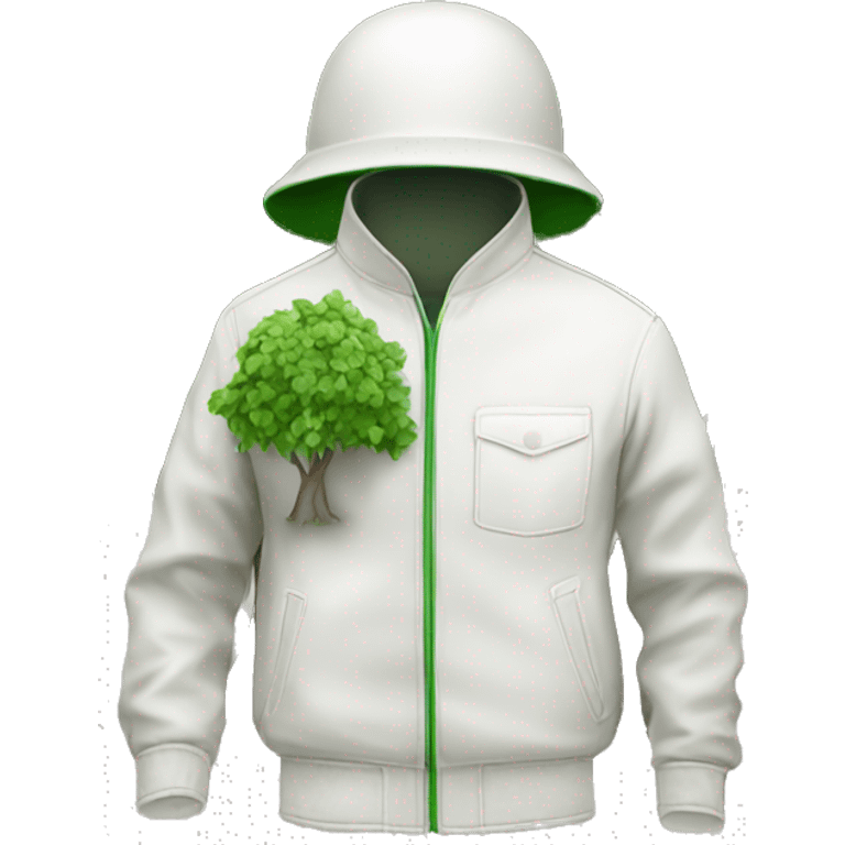 gardener pith helmet jacket white green trees  emoji