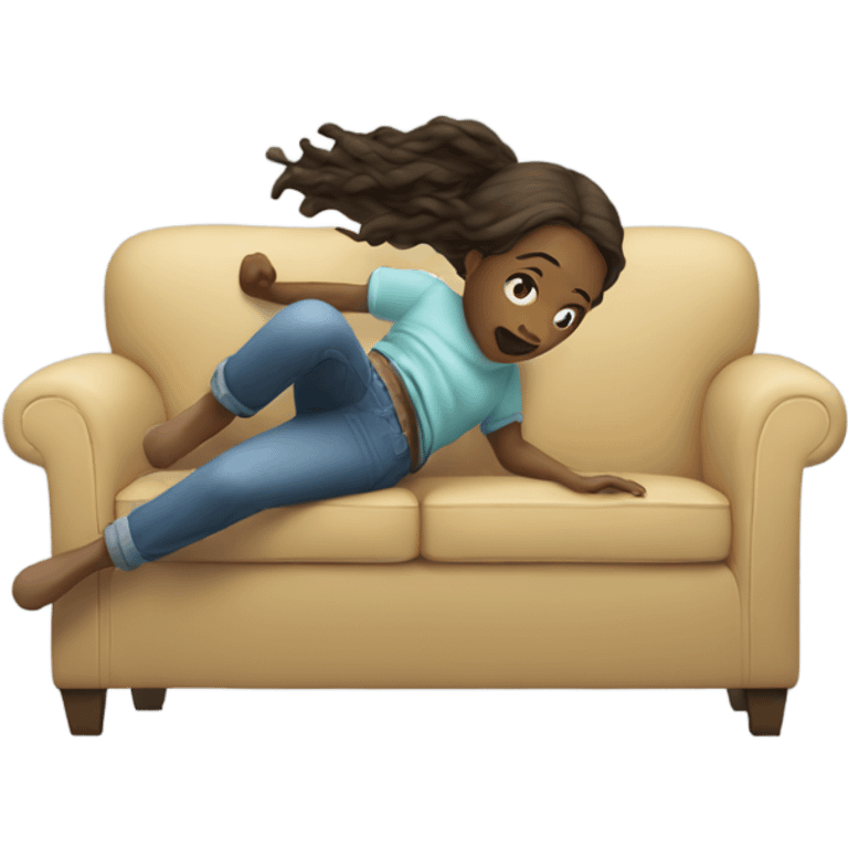 girl falling down the couch emoji