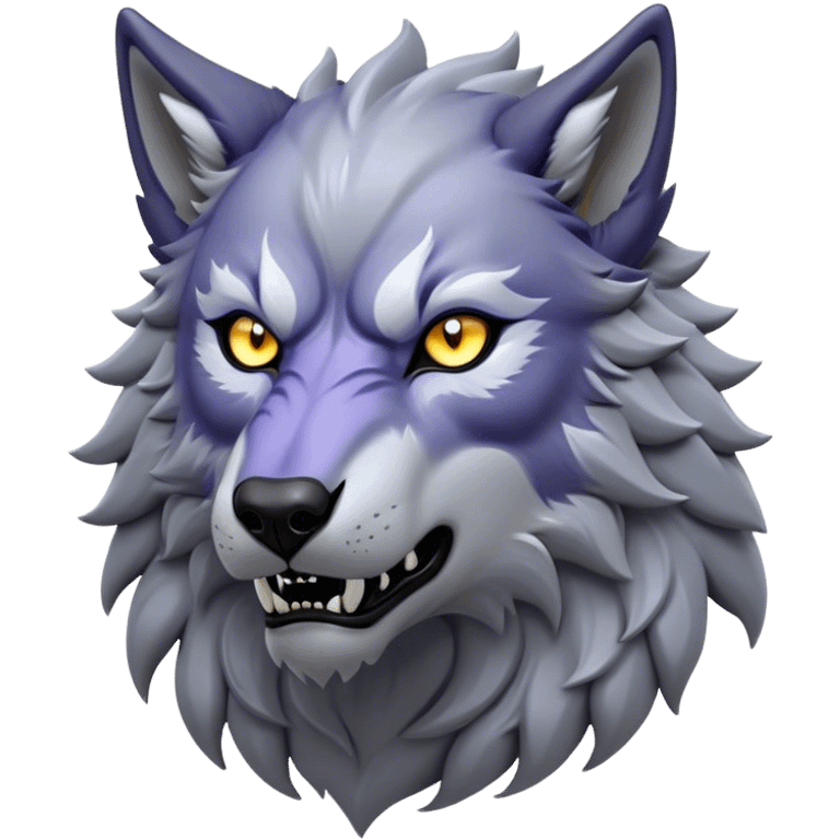 Cinematic Noble Werewolf Portrait Emoji, Formidable and majestic, with a powerful lupine silhouette in moonlit grays and silvers, featuring piercing, wise eyes and a dignified snarl that hints at untamed strength, simplified yet intricately detailed, glowing with a soft, lunar outline that encapsulates the noble duality of feral instinct and loyal guardianship! emoji