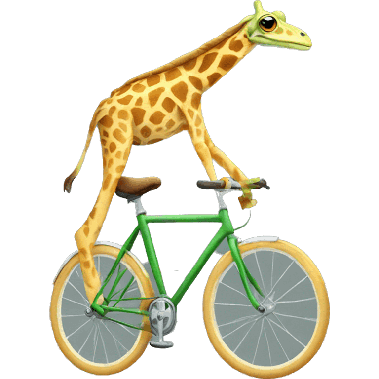 frog with the body of a giraffe on a bicycle emoji