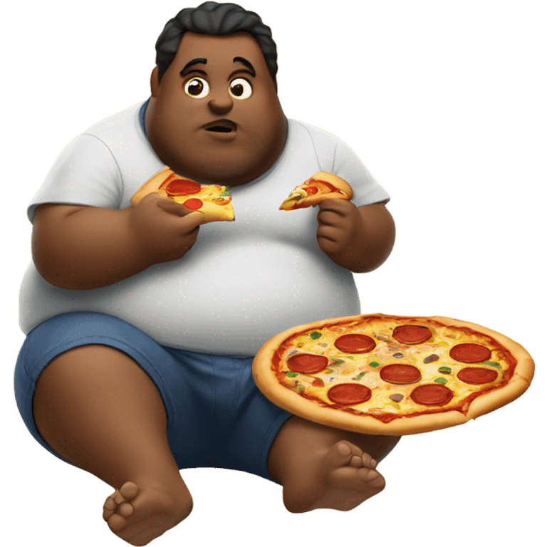 Fat man eating pizza emoji