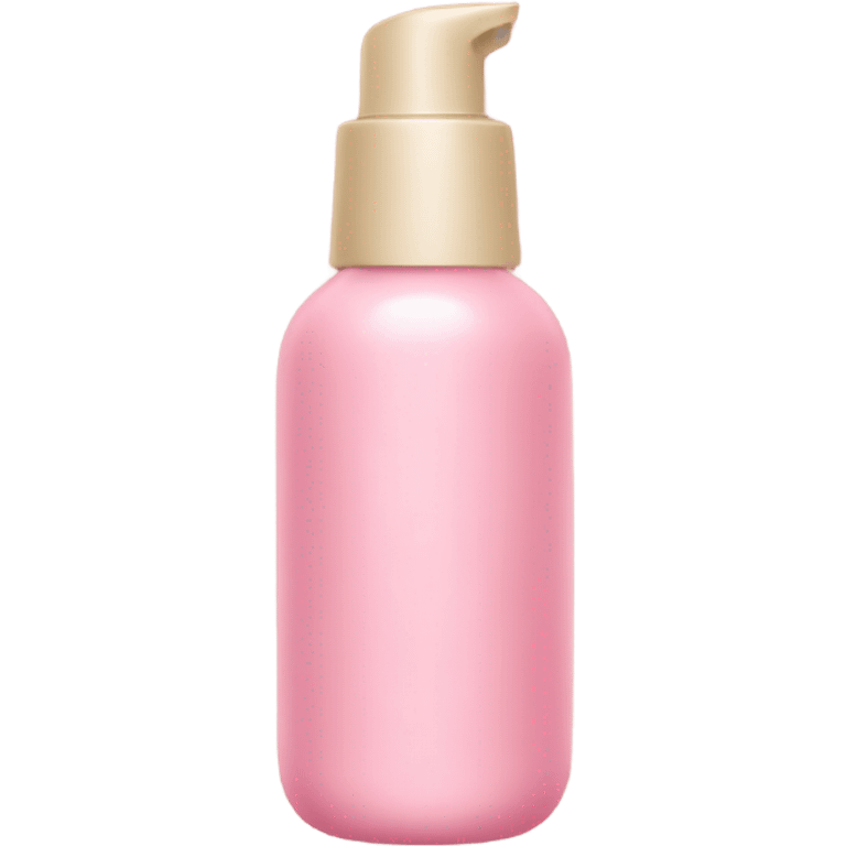 Pink skincare bottle with beige bow emoji