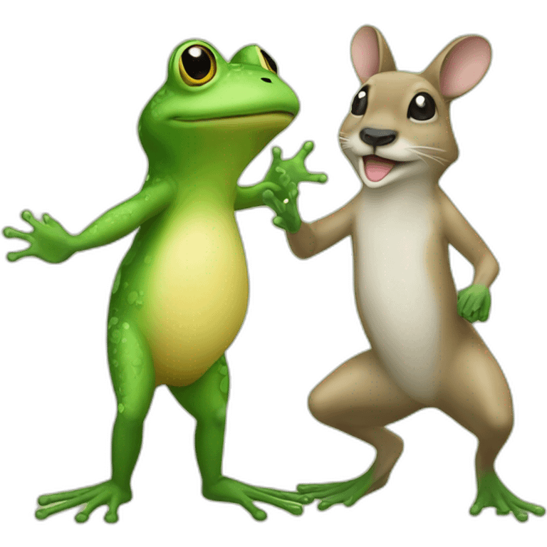 frog and kangaroo high fiving emoji