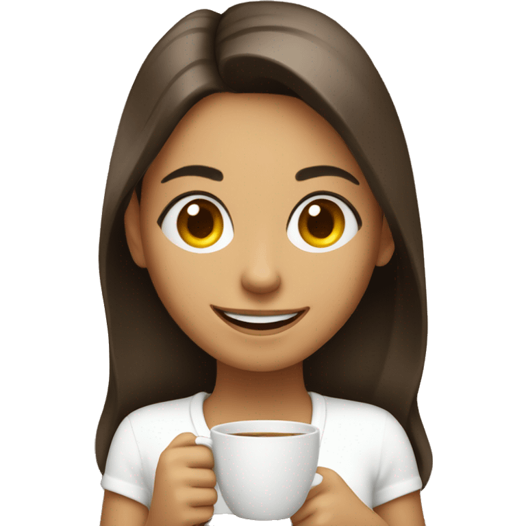 smiling girl with coffee cup emoji