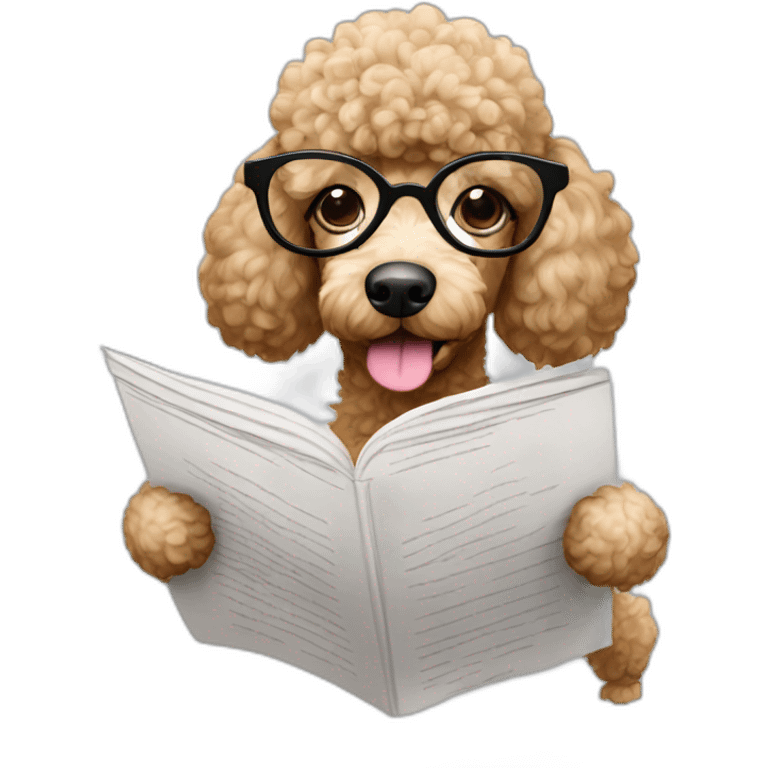 Poodle-reading-a-paper-and-wearing-glasses emoji