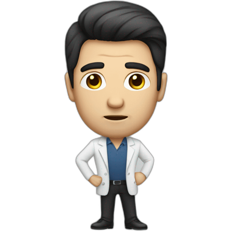 Hypnotherapist man with dark hair pointing serious face emoji