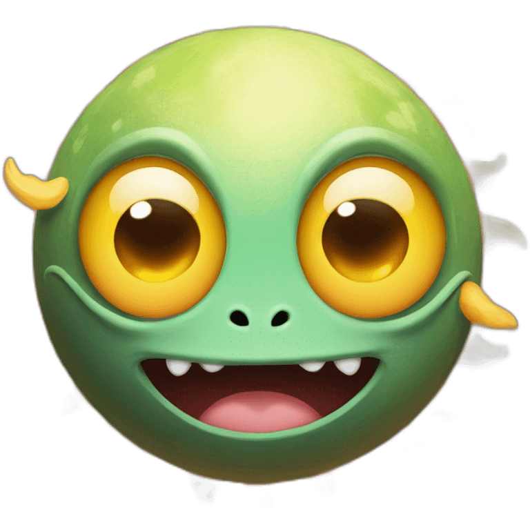 planet Sun with a cartoon dragon face with big feminine eyes emoji