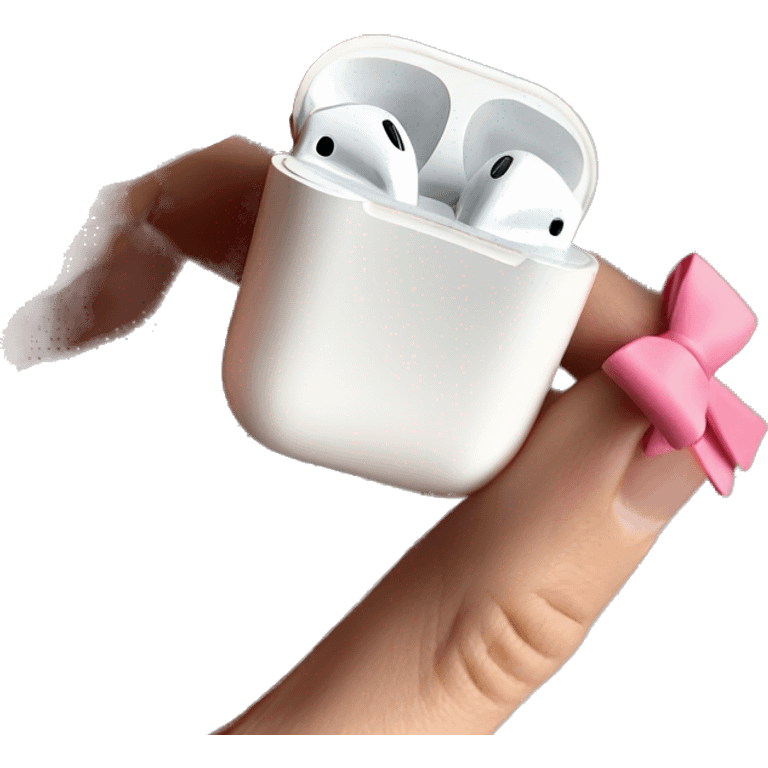 AirPods whit pink bow emoji