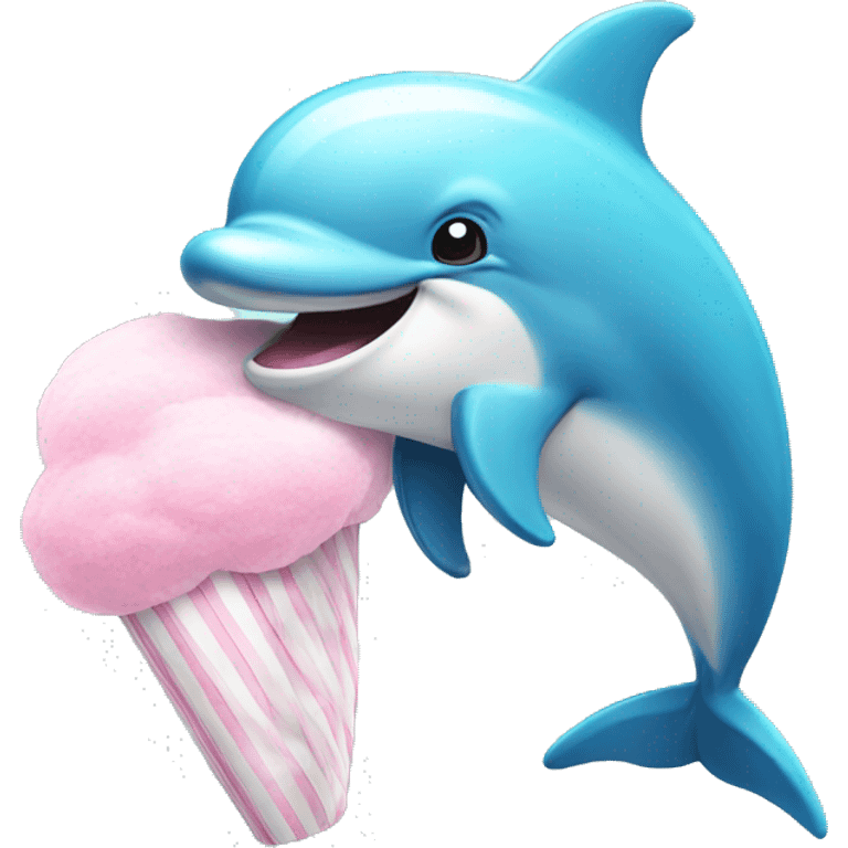 A dolphin eating cotton candy emoji