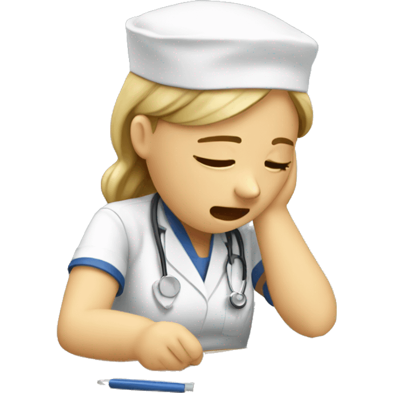 Student nurse taking an exam while crying emoji