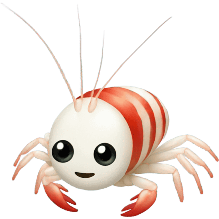 Small white shrimp with red stripes emoji