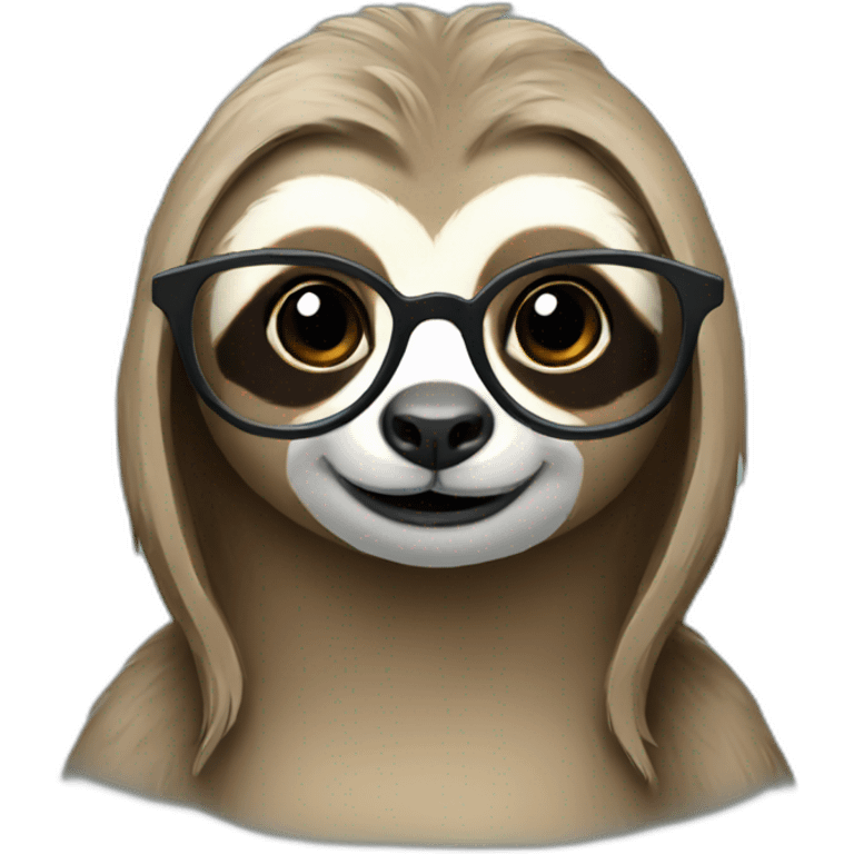 Female Sloth with glasses and a bun emoji