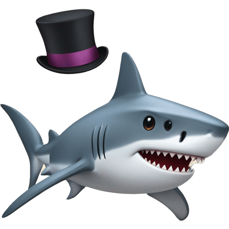 Shark with a top hat emoji