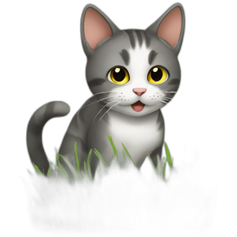 cat eating grass emoji