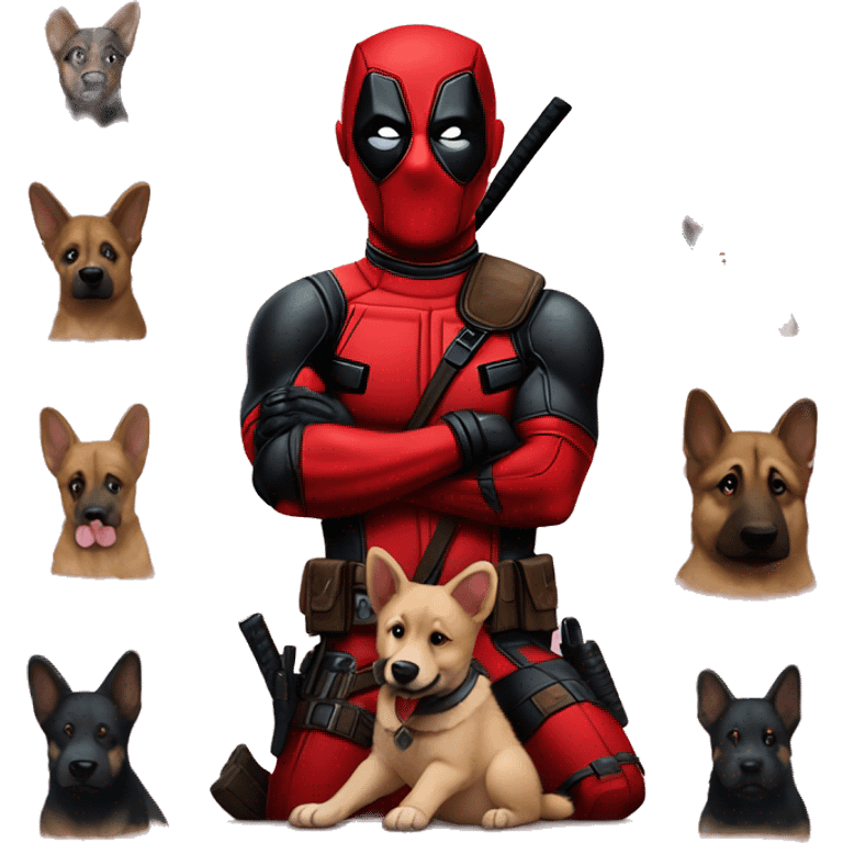 Deadpool holding German shepherd puppy emoji