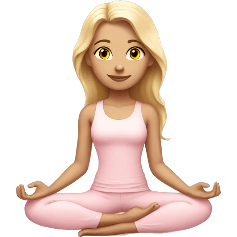 angelic blonde yoga girl in light pink yoga outfit emoji