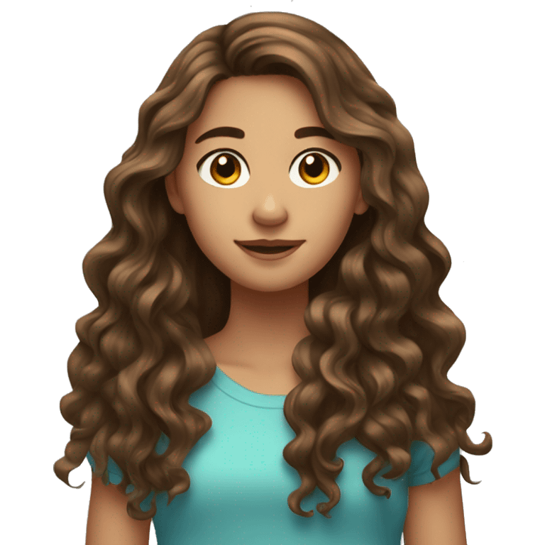 Pretty teen girl with long brown wavy hair emoji