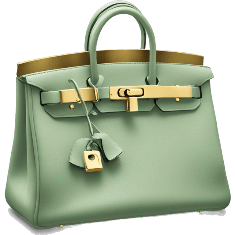 sage green birkin bag with gold metal emoji