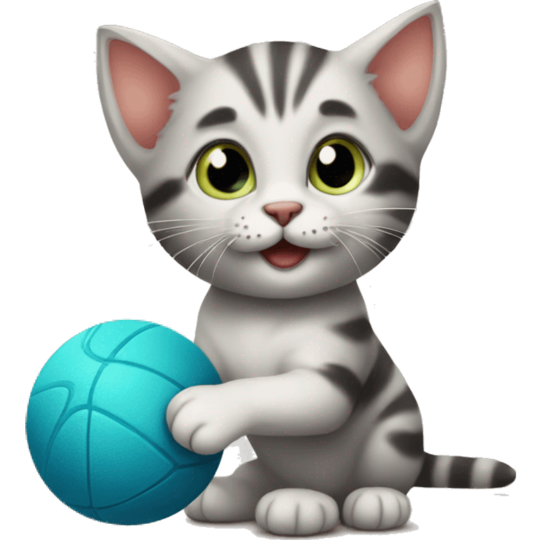 Kitten playing with ball emoji