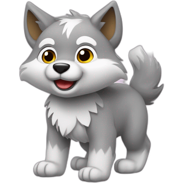 bébé loup qui saute emoji