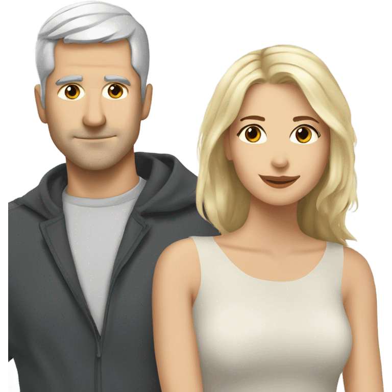 White man - short grey hair - no facial hair - kisses blonde girl  emoji