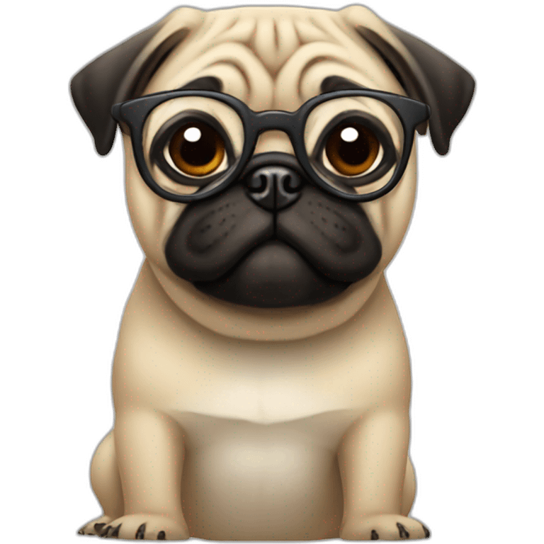 Pug with glasses emoji