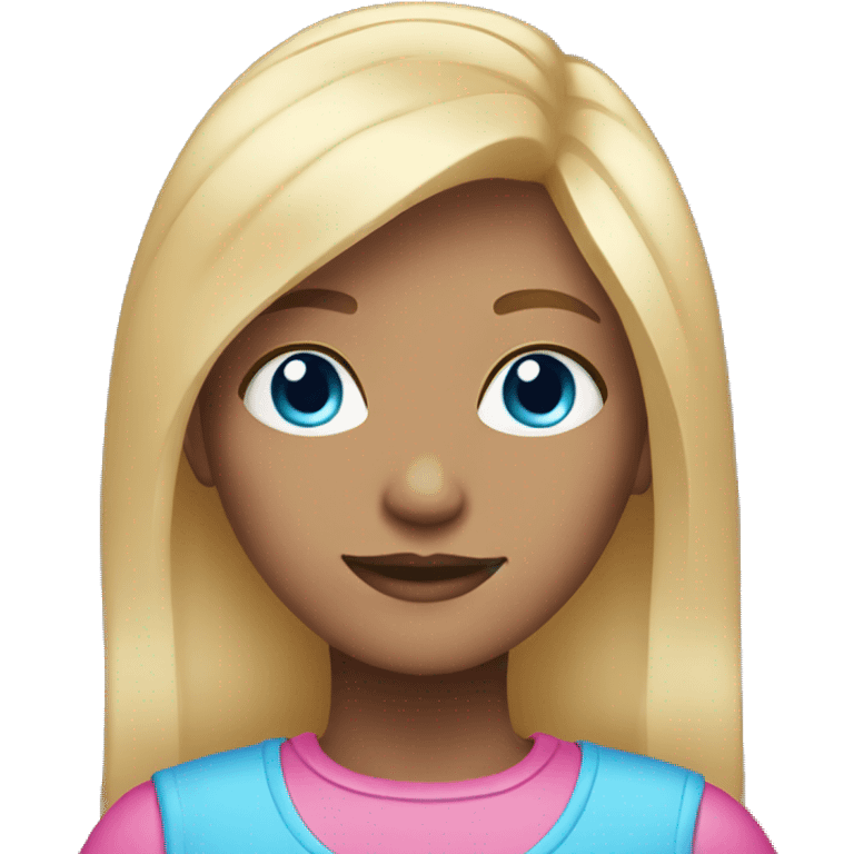 Girl with blond hair and pink and blue light  emoji