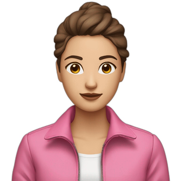 Ester exposito with brown eyes and pink jackets  emoji