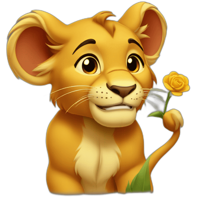 Simba Disney avec une fleur emoji