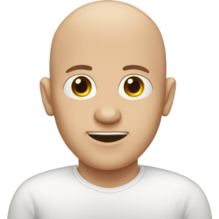 bald guy with no hair at all and spectale emoji