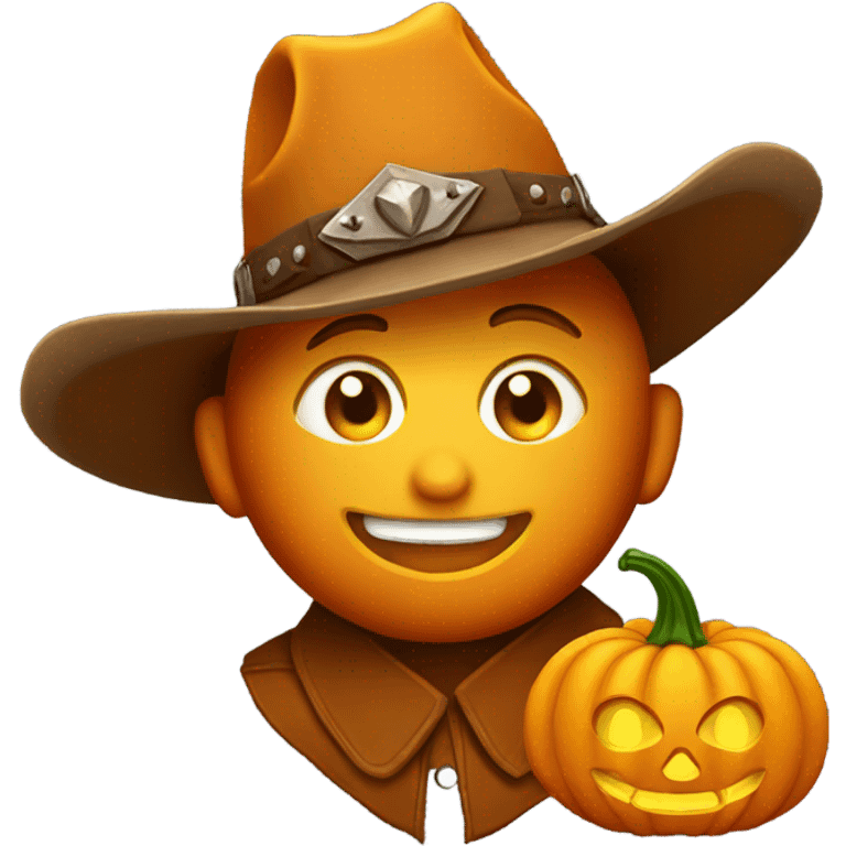 Pumpkin wearing cowboy hat emoji